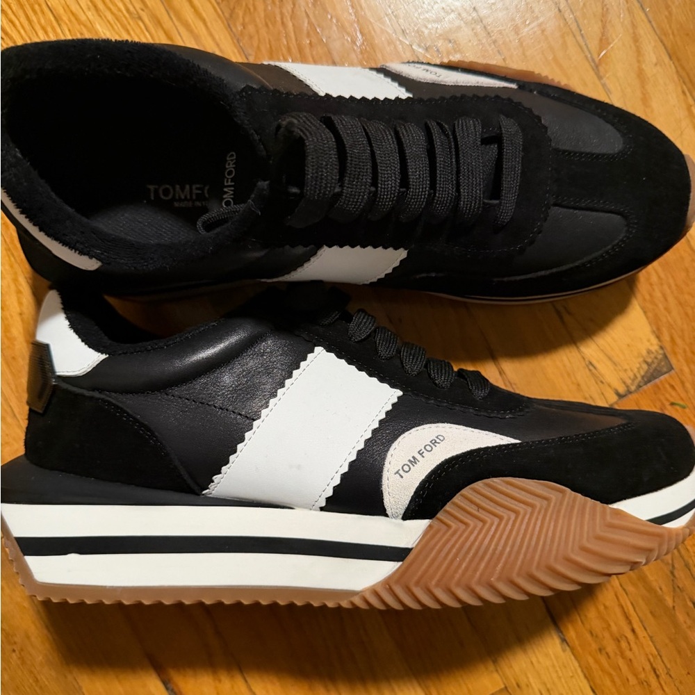 Tom Ford Black and White Men's Sneakers size 9-9.5 - Picture 4 of 5